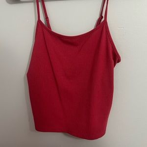 American eagle dark pink ribbed crop tank